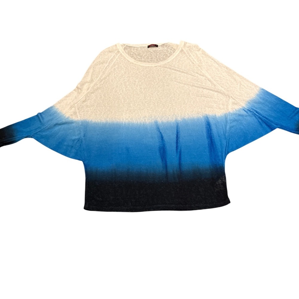 T-Party Women Ombre Dolman Sleeve Knit Top Blue White Black SPR35549 Large